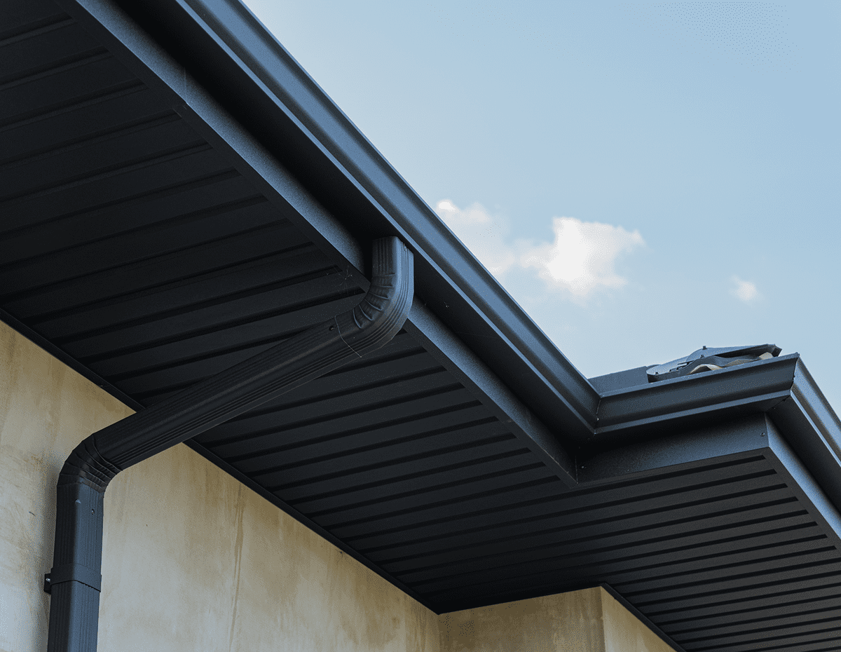 Black guttering on contemporary house